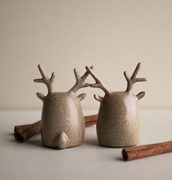DBKD Set keramických dekorací Deer Twins - Beige DK401
