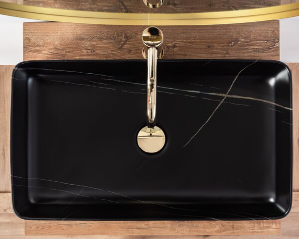 Rea Denis Black Stone umyvadlo, 62 x 35 cm, černá, REA-U6510
