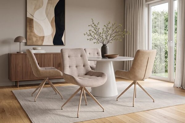 Designová židle Amiyah šampaňská / béžová