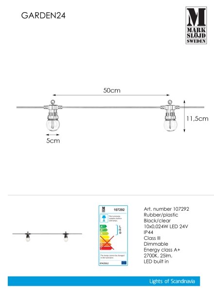 Markslöjd 107292 - LED Venkovní dekorační řetěz GIRLANDA GARDEN 10xLED 5,5m IP44