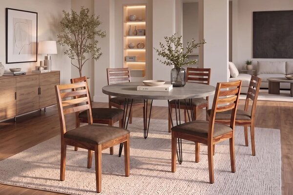 Designová židle Timber Sheesham / hnědé mikrovlákno