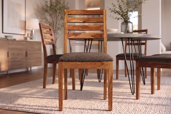 Designová židle Timber Sheesham / šedo-hnědá