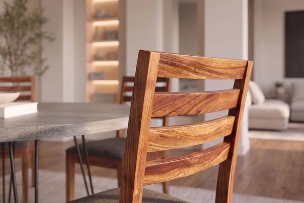 Designová židle Timber Sheesham / šedo-hnědá