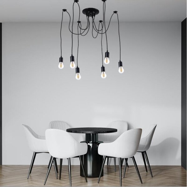 Napájecí kabel 6xE27/60W/230V pavouk černá