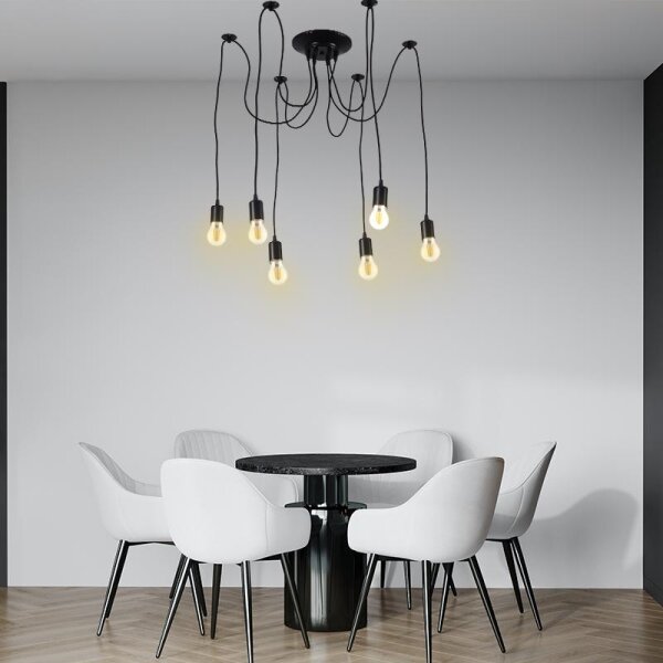 Napájecí kabel 6xE27/60W/230V pavouk černá