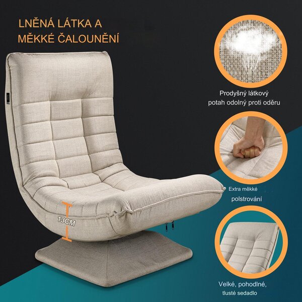 FurniGO Relaxační křeslo - krémové