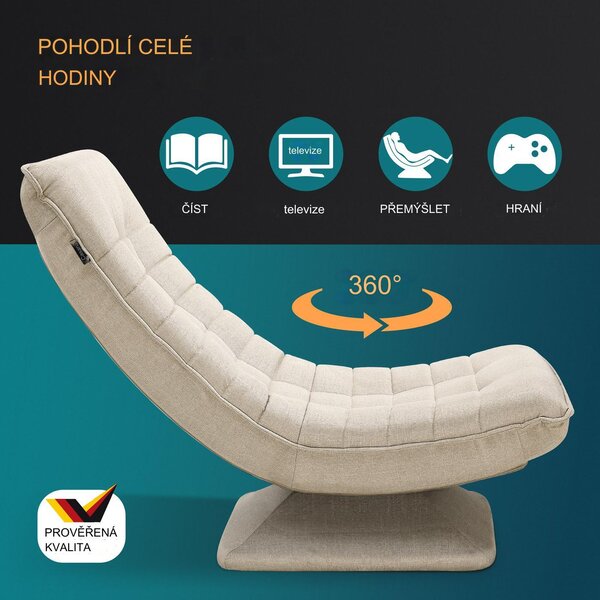 FurniGO Relaxační křeslo - krémové
