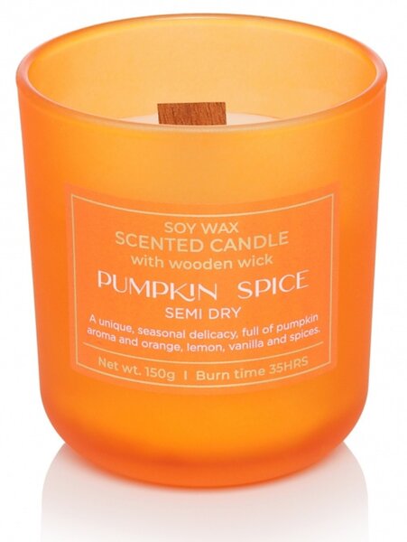 Dini Pumpkin Spice - Semi Dry, sójová svíčka s dřevěným knotem 150 g