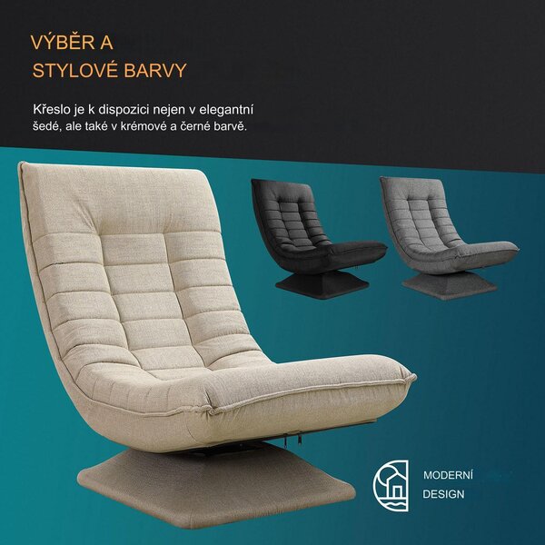 FurniGO Relaxační křeslo - krémové