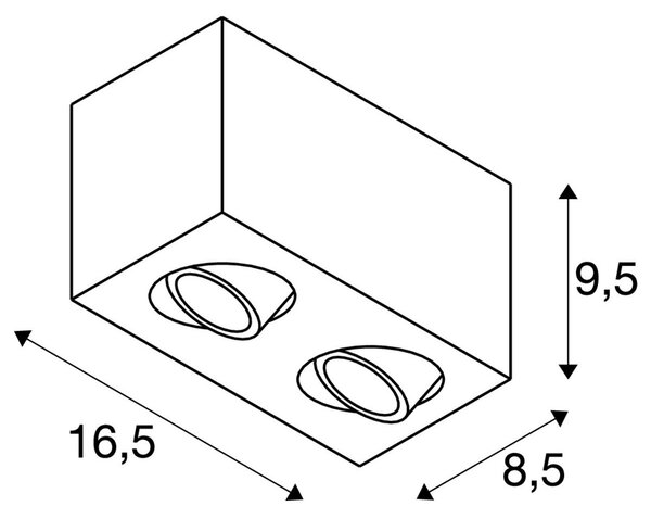 LA 1002005 TRILEDO Double, stropní nástavbové svítidlo, QPAR51, černá, max. 10W - BIG WHITE (SLV)