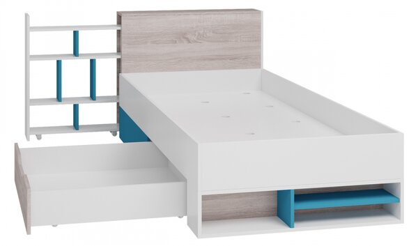 Postel s úložným prostorem Legimi LG14 L / P, Barva: černý / dub + béžový 5903211039898
