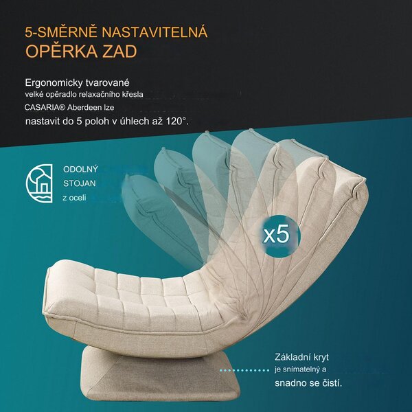 FurniGO Relaxační křeslo - krémové