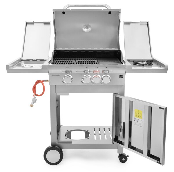Plynový gril CALIFORNIA BBQ, 4 hořáky, s redukčním ventilem, stříbrná Penta CZ