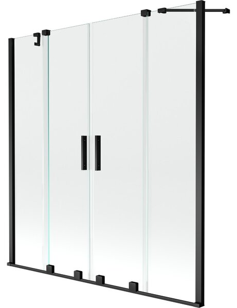 Mexen Velar Duo vanová zástěna, dvoukřídlá posuvná, 140 x 150 cm, transparentní, černá - 896-140-000-02-70