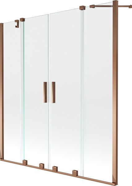 Mexen Velar Duo vanová stěna 2-křídlová posuvná 160 x 150 cm, transparentní, růžové zlato - 896-160-000-02-60