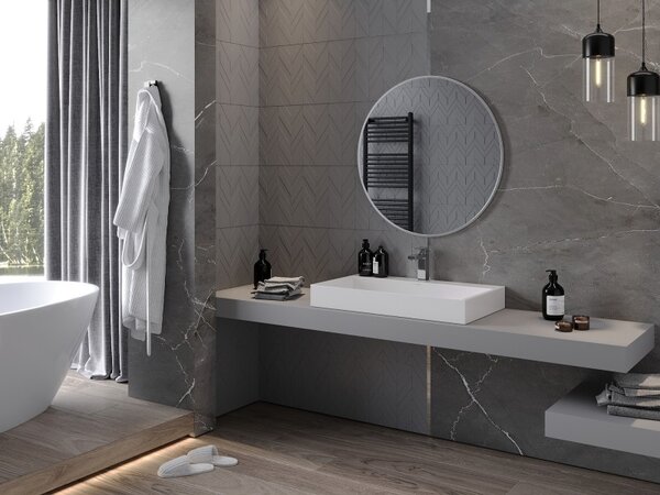 Mexen Loft kulaté koupelnové zrcadlo 80 cm, rám z nerezové oceli - 9850-080-080-000-10