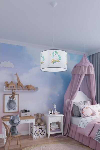 Sollux SL.1413 - Dětský lustr na lanku UNICORN 1xE27/15W/230V pr. 40 cm