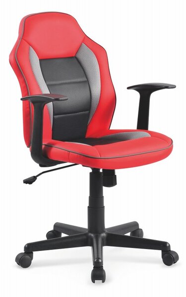 Dětská herní židle NEMO — ekokůže, látka, červená / černá