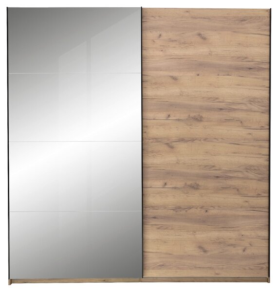ŠATNÍ SKŘÍŇ S POSUVNÝMI DVEŘM, barvy dubu, 200/210/62 cm MID.YOU - Šatní skříně, Online Only