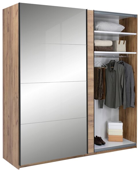 ŠATNÍ SKŘÍŇ S POSUVNÝMI DVEŘM, barvy dubu, 200/210/62 cm MID.YOU - Šatní skříně, Online Only