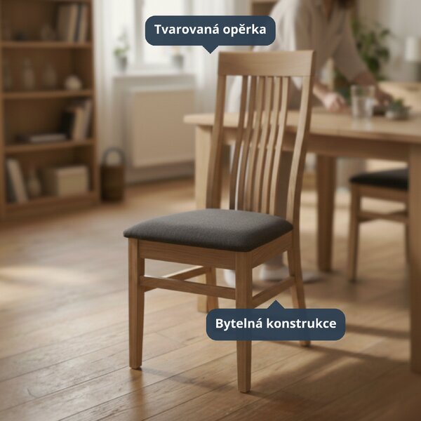Stima Židle TAKUNA (buk) čalouněná Odstín: Třešeň, Látky: VELVET černá 63