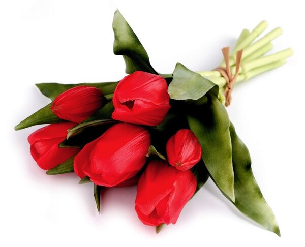 Umělá kytice tulipán - 4 červená