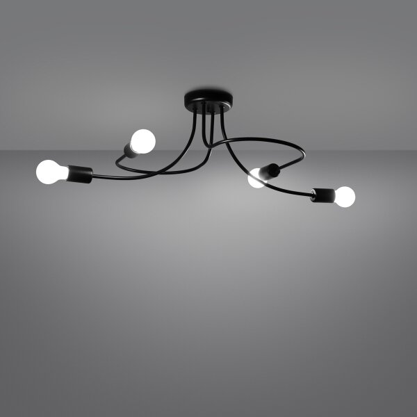 Sollux SL.1455 - Lustr na tyči LEVAR 4xE27/15W/230V černá