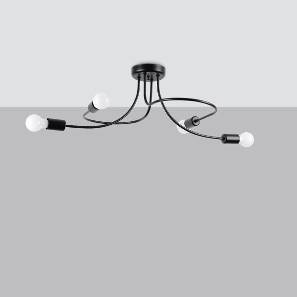 Sollux SL.1455 - Lustr na tyči LEVAR 4xE27/15W/230V černá