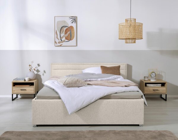 ČALOUNĚNÁ POSTEL, 160/200 cm, přírodní barvy MID.YOU - Postele s úložným prostorem, Online Only