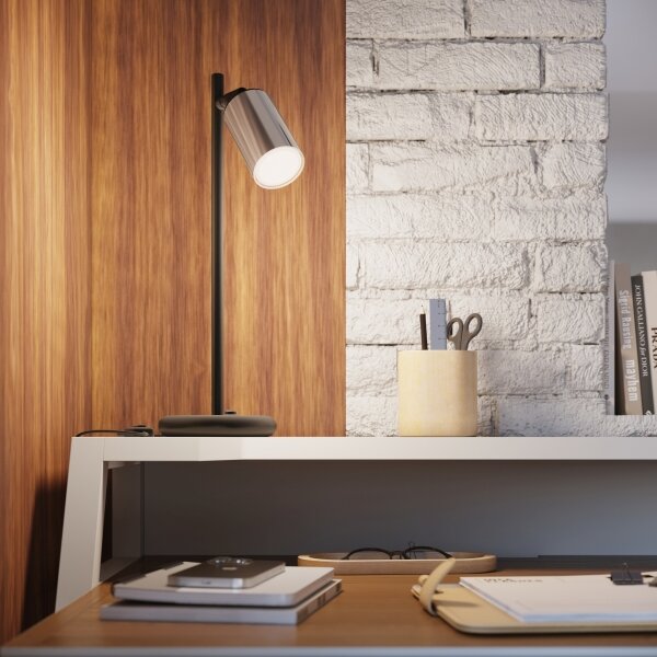 Sollux SL.1373 - Stolní lampa WINX 1xGU10/10W/230V černá/chrom