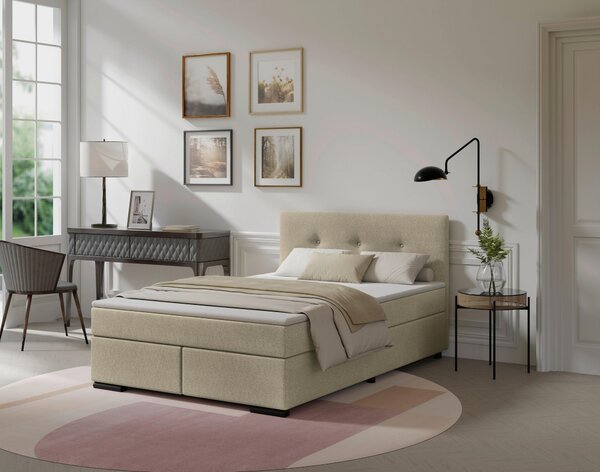POSTEL BOXSPRING, 120/200 cm, béžová MID.YOU - Jednolůžkové postele, Online Only