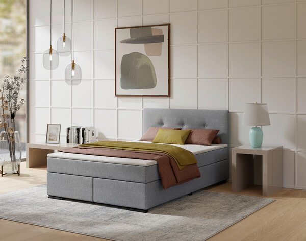 POSTEL BOXSPRING, 120/200 cm, světle šedá P & B - Jednolůžkové postele, Online Only