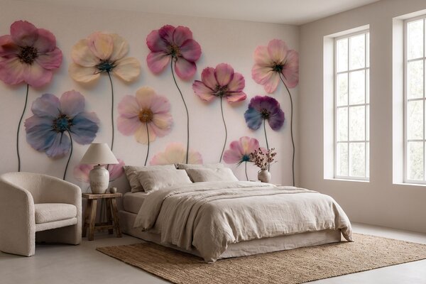 Fototapety Herbářová kompozice s efektem lisovaných květin a 3D texturou, Fototapety květiny, w09911 : uwalls.cz
