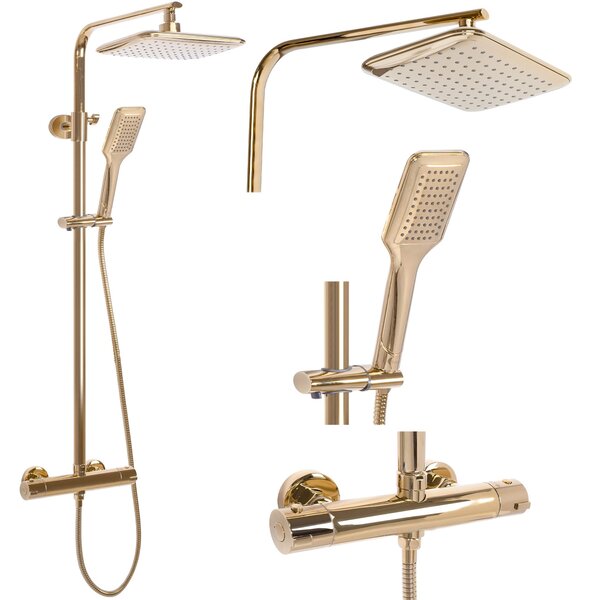 Rea Tom, termostatická baterie se sprchovou sadou, zlatá lesklá, REA-P7102