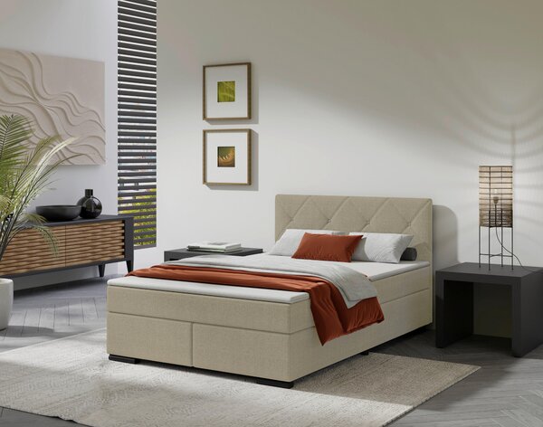 POSTEL BOXSPRING, 120/200 cm, béžová MID.YOU - Jednolůžkové postele, Online Only