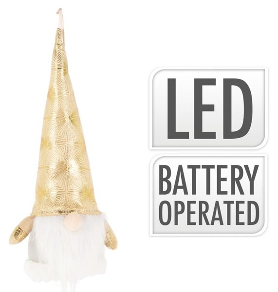 DekorStyle LED vánoční skřítek Alan 02 32 cm zlato-bílý