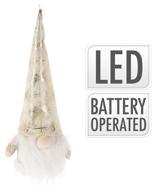 DekorStyle LED vánoční skřítek Alan 01 32 cm zlato-bílý