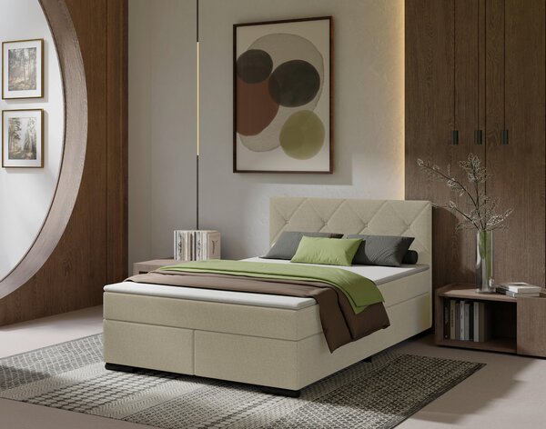 POSTEL BOXSPRING, 120/200 cm, béžová MID.YOU - Jednolůžkové postele, Online Only