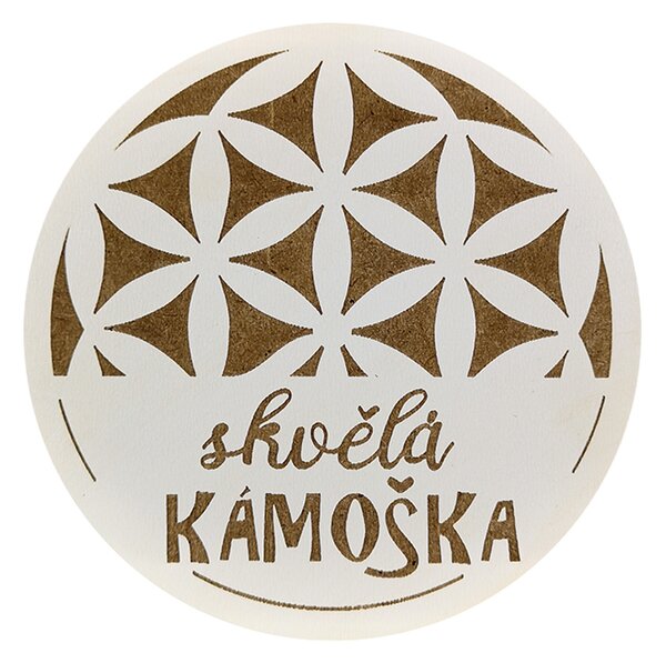 AMADEA Dřevěný podtácek kulatý text "skvělá kámoška", průměr 10,5 cm, český výrobek