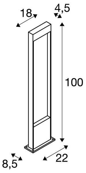 LA 1002958 FLATT POLE 100 Outdoor stojací LED svítidlo, 3000K, IP65, antracitové - BIG WHITE (SLV)