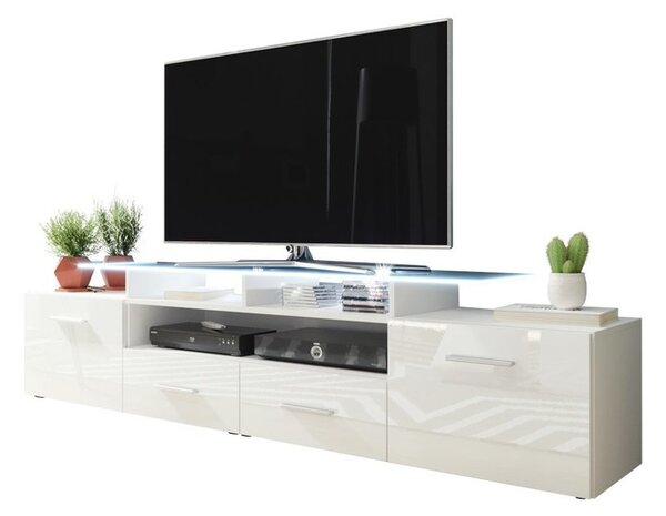 TV skříňka Cassandra, Osvětlení: osvětlení LED - bílé, Barva: černý / černý lesk 5902928105346