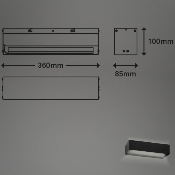 Briloner 2204-015 - LED Venkovní nástěnné svítidlo LED/8W/230V IP44 černá