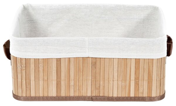 Bambusový úložný košík Compactor Bamboo, přírodní bambus-len, 32 x 25 x v15 cm
