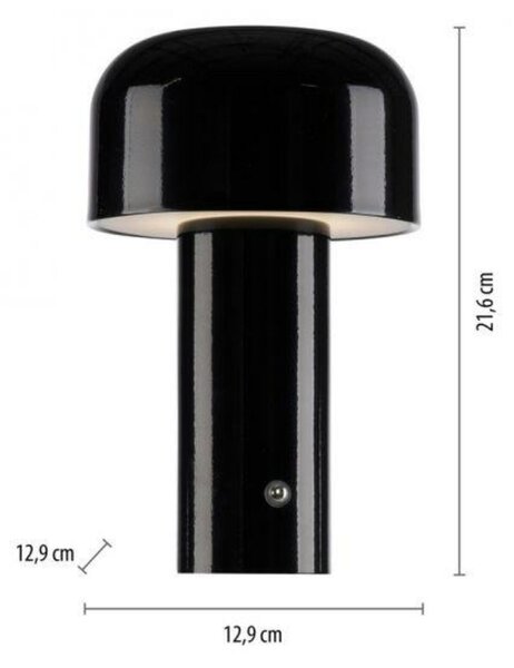JUST LIGHT LED bateriové stolní svítidlo černé tvar houby stmívatelné dotykem USB 2700-5000K LD 19190-18