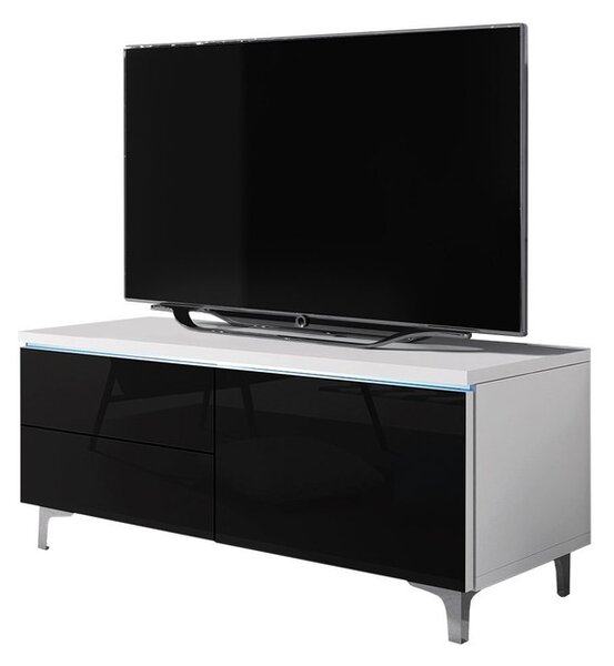 TV stolek Cleo XI-W P, Barva: bílý / šedý lesk 5902928369168