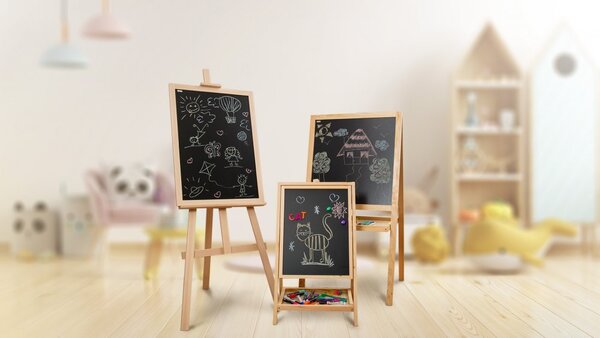 Allboards dětská oboustranná tabule - křídový a magnetický povrch 120 cm,KIDS-EASEL01