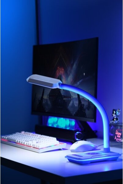 Immax 08989L - LED RGBW Stmívatelná stolní lampa s Qi nabíjením 30W/230V černá