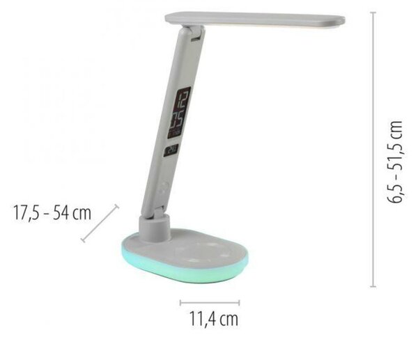 JUST LIGHT LED stolní lampa bílá dotykový stmívač nabíjení telefonu bezdrátově i USB 3000-5000K LD 11018-16