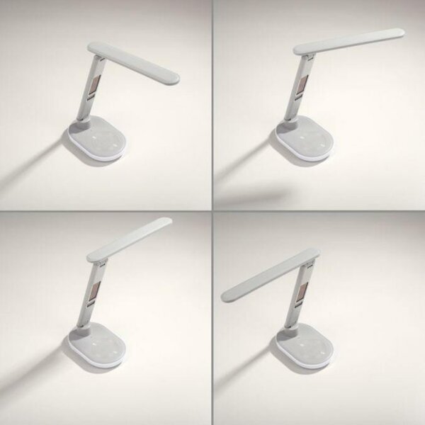 JUST LIGHT LED stolní lampa bílá dotykový stmívač nabíjení telefonu bezdrátově i USB 3000-5000K LD 11018-16