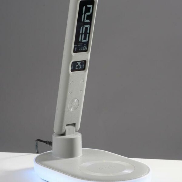 JUST LIGHT LED stolní lampa bílá dotykový stmívač nabíjení telefonu bezdrátově i USB 3000-5000K LD 11018-16